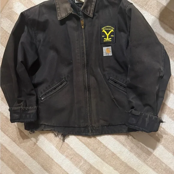 Carhartt Kids Black Jean Jacket with Yellow Logo - Picture 2 of 10